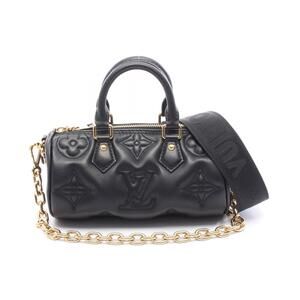Louis Vuitton Papillon Bulegram Handbag Leather Black